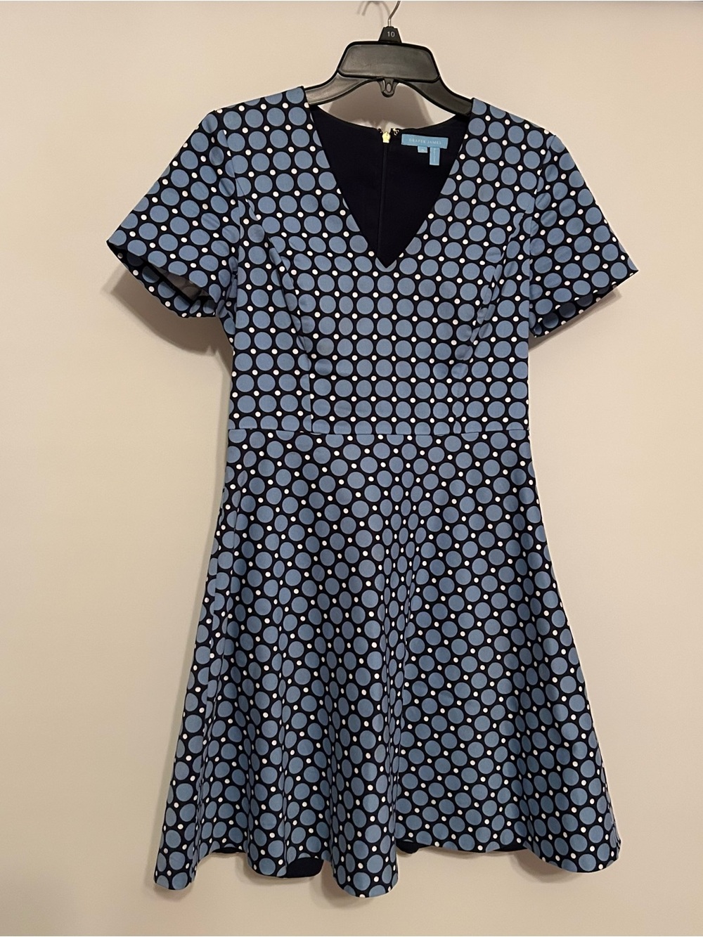 Draper James Blue Polka Dot Fit-and-Flare Dress